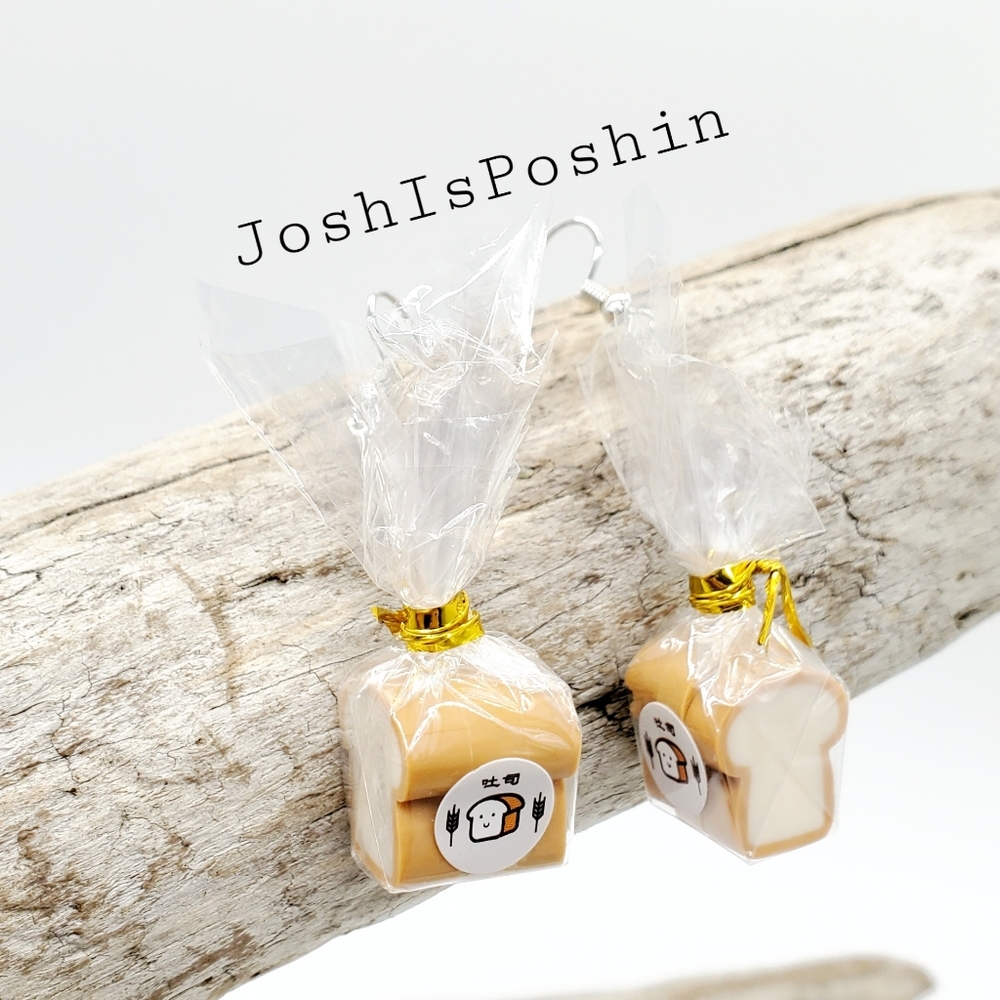 Silver loaf of bread earrings